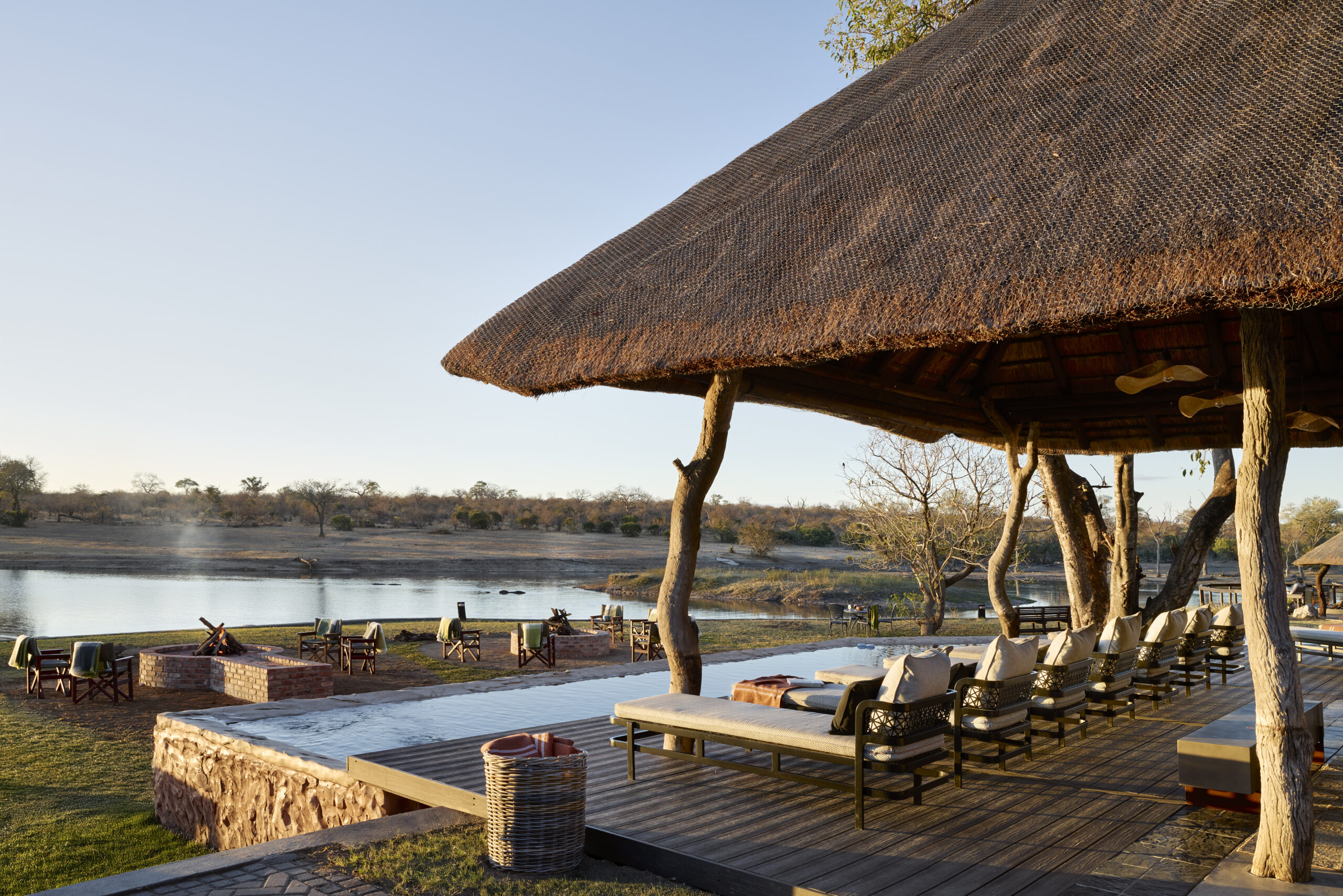 Lounge & pool area waterhole facing Sabi Sands